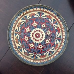 Vintage Brass Metal Enamel Wall Decor